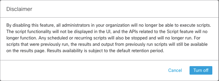 Turning Off Script Disclaimer